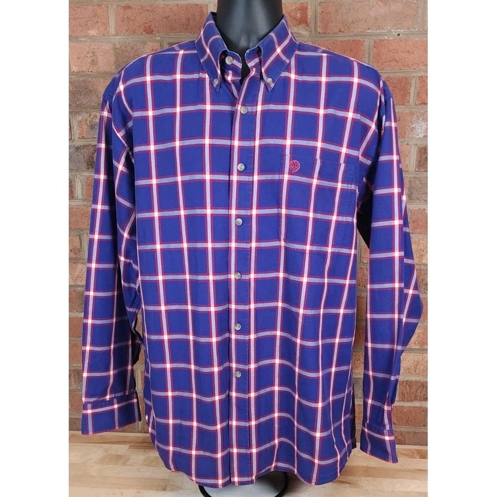 George Strait Collection Wrangler Size XL Purple Plaid Long Sleeve Shirt